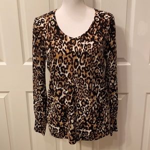 Talbots leopard print sweater NWT merino wool L